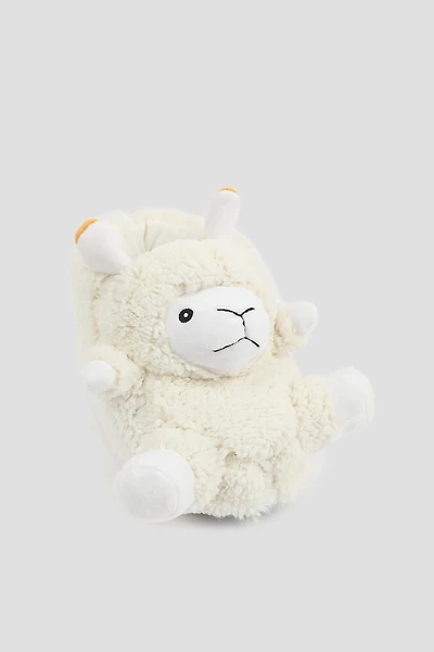 Ardene Plush Animal Slippers in White | Size | Polyester/Cotton | Eco-Conscious