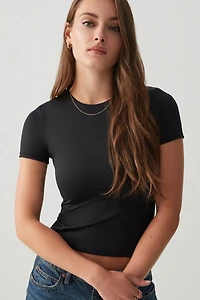 Ardene Contour Crew Neck Short Sleeve T-Shirt in | Size | Nylon/Elastane