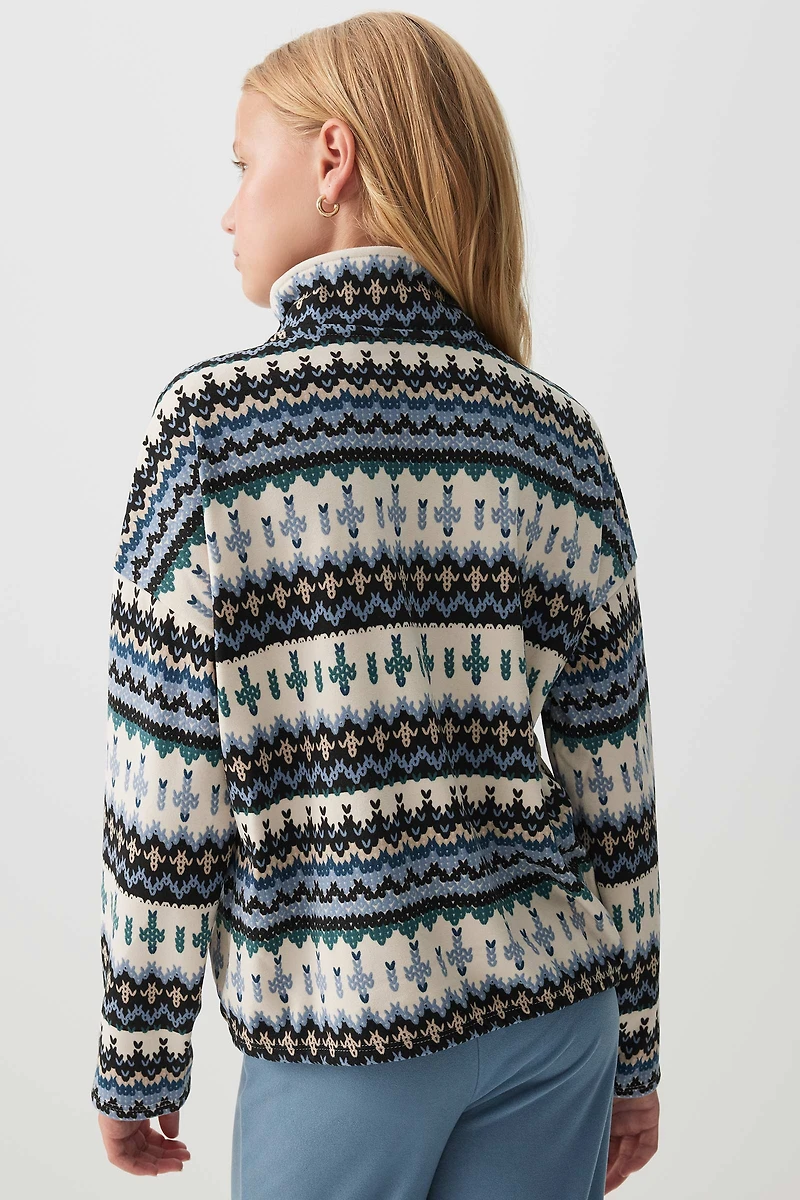 Chandail polaire à glissière 1/4 motif Fair Isle