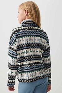 Chandail polaire à glissière 1/4 motif Fair Isle