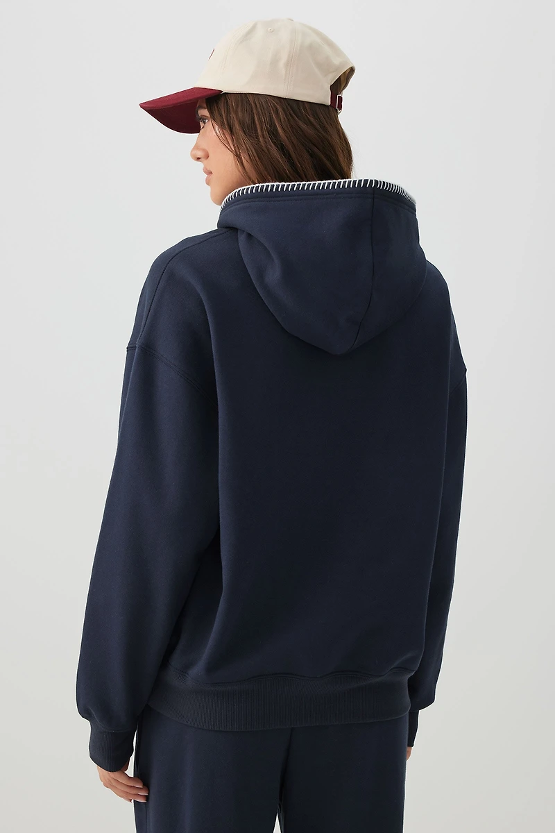 Chandail à capuchon ample point roulé