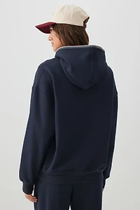 Chandail à capuchon ample point roulé