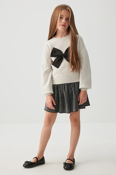 Ardene Kids Shirred Waist Shiny Mini Skirt in Dark Grey | Size | Polyester/Elastane