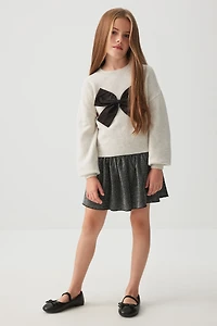 Ardene Kids Shirred Waist Shiny Mini Skirt in Dark Grey | Size | Polyester/Elastane