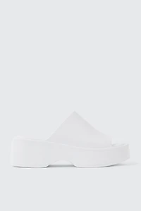 Ardene Square Toe Platform Slides in White | Size 9 | Eco-Conscious
