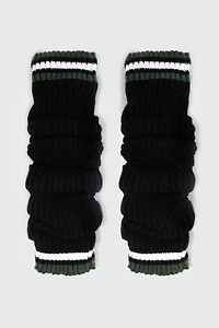 Ardene Striped Strirrup Leg Warmers in Black | 100% Acrylic