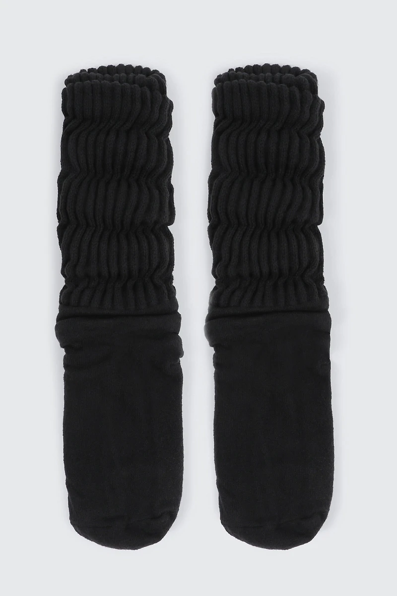 Ardene Slouchy Boot Socks in Black | Polyester/Spandex