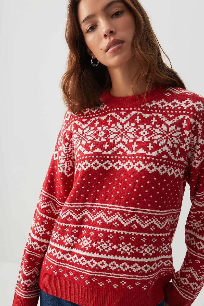 Ardene Family Holiday Sweater in Red | Size | Polyester/Elastane