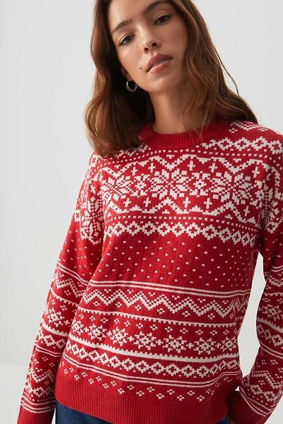 Ardene Family Holiday Sweater in Red | Size | Polyester/Elastane
