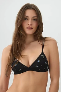 Ardene Embroidered Bralette in | Size | Nylon/Elastane
