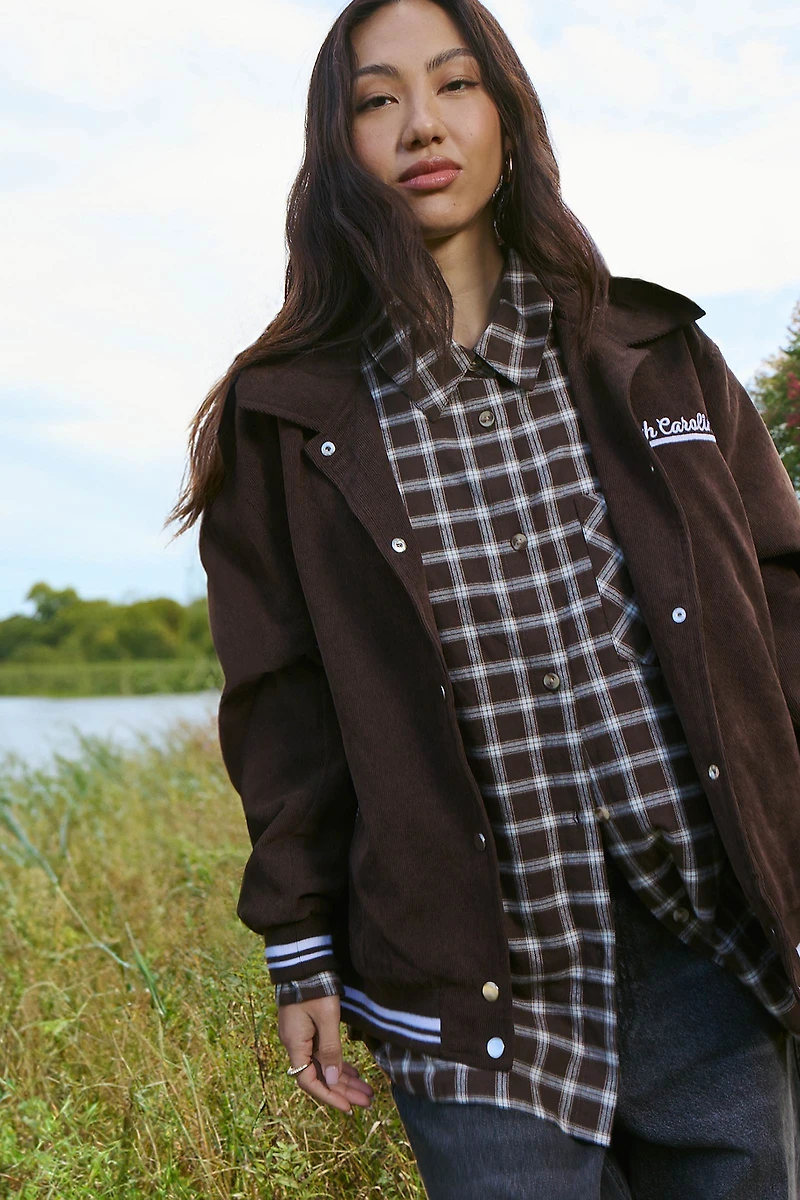 Ardene Plaid Flannel Shirt in Brown | Size Small | 100% Cotton