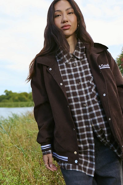 Ardene Plaid Flannel Shirt in Brown | Size Small | 100% Cotton