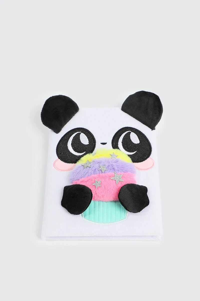 Ardene Kids Plush Panda Notebook in White