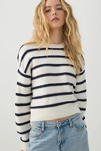 Chandail à col rond rayé