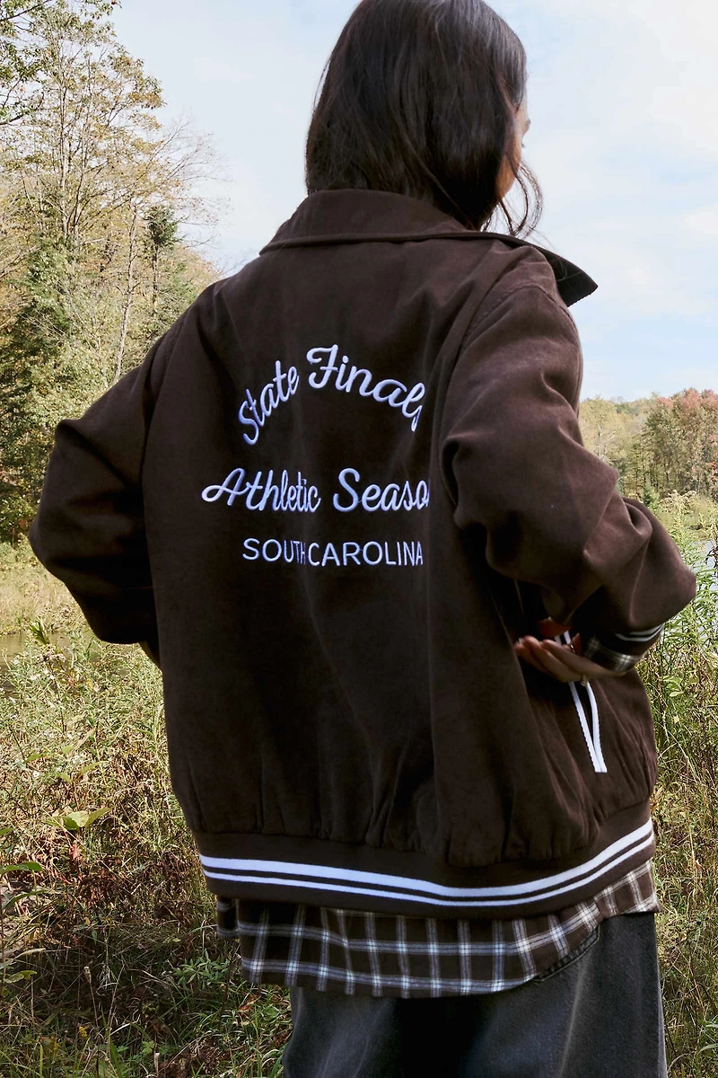 Ardene Corduroy Varsity Jacket in Brown | Size XL | Polyester