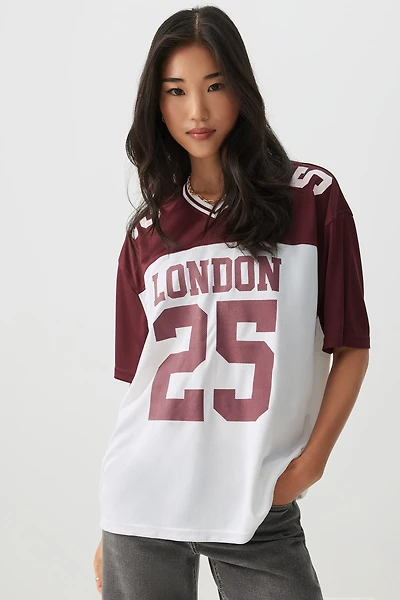 Ardene Oversized Mesh Sports T-Shirt in White | Size | Polyester