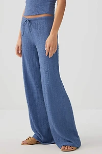 Pantalon fluide en tissu texturé