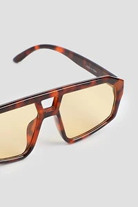 Lunettes de soleil aviateur à lentilles jaunes