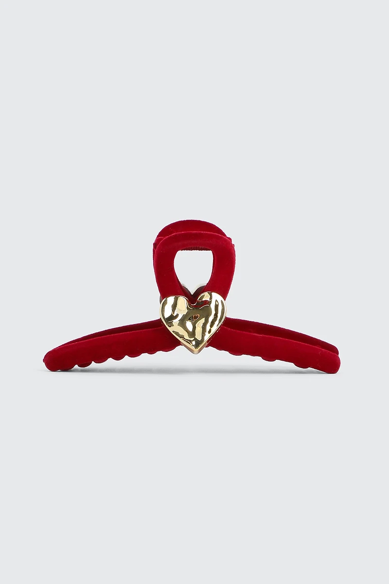 Ardene Hair Claw with Metallic Heart Detail in Red
