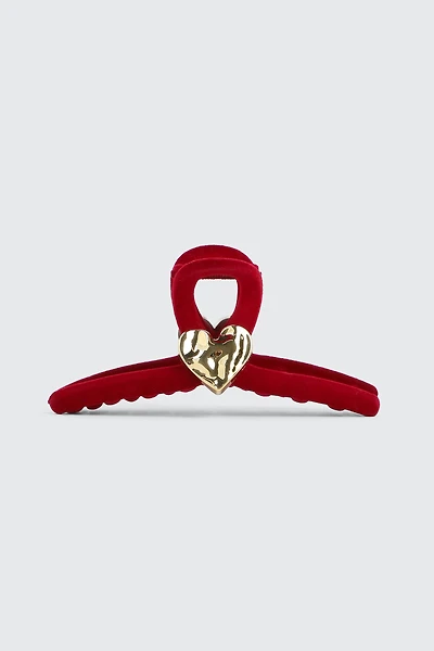 Ardene Hair Claw with Metallic Heart Detail in Red