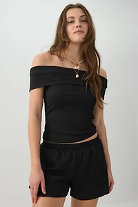 Short en maille texturée