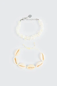 Ardene 2-Pack of Seashell Bracelets in White