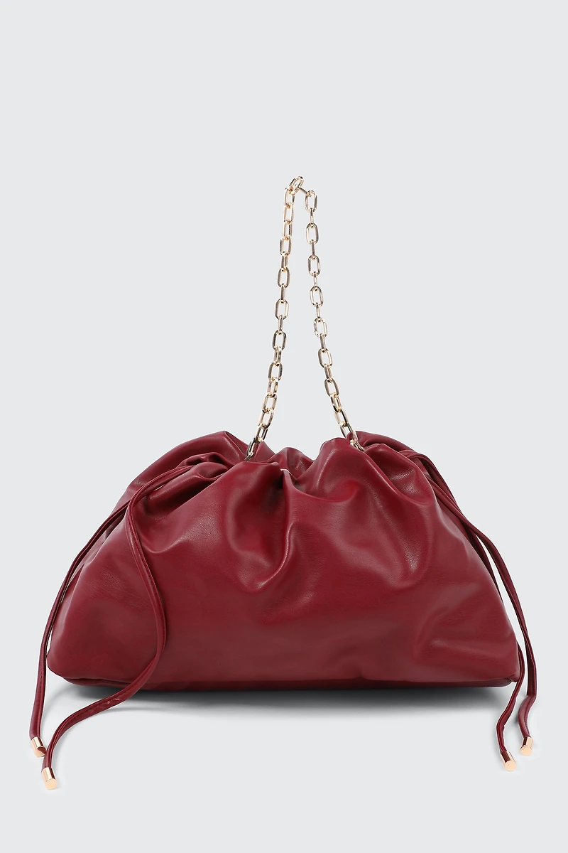 Ardene Faux Leather Shoulder Bag in Burgundy | Faux Leather/Polyester
