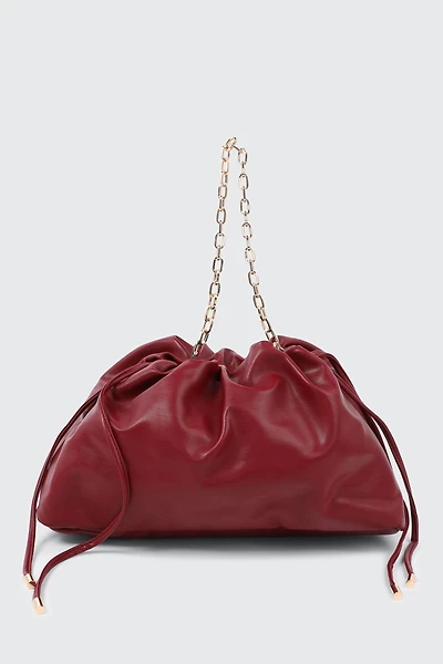 Ardene Faux Leather Shoulder Bag in Burgundy | Faux Leather/Polyester