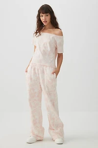 Pantalon à jambe large en molleton camouflage rose