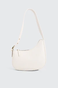 Ardene Asymmetrical Baguette Bag in White | 100% Recycled Polyester/Faux Leather | Eco-Conscious