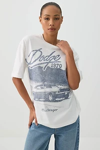 Ardene Oversized Dodge Challenger T-Shirt in White | Size | 100% Cotton