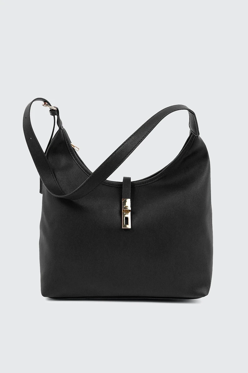 Ardene Large Faux Leather Tote Bag in Black | Faux Leather/Polyester