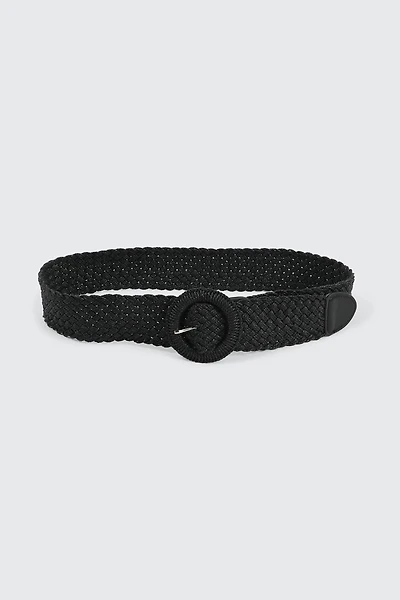 Ardene Braided Belt in Black | Size Small | Polyester