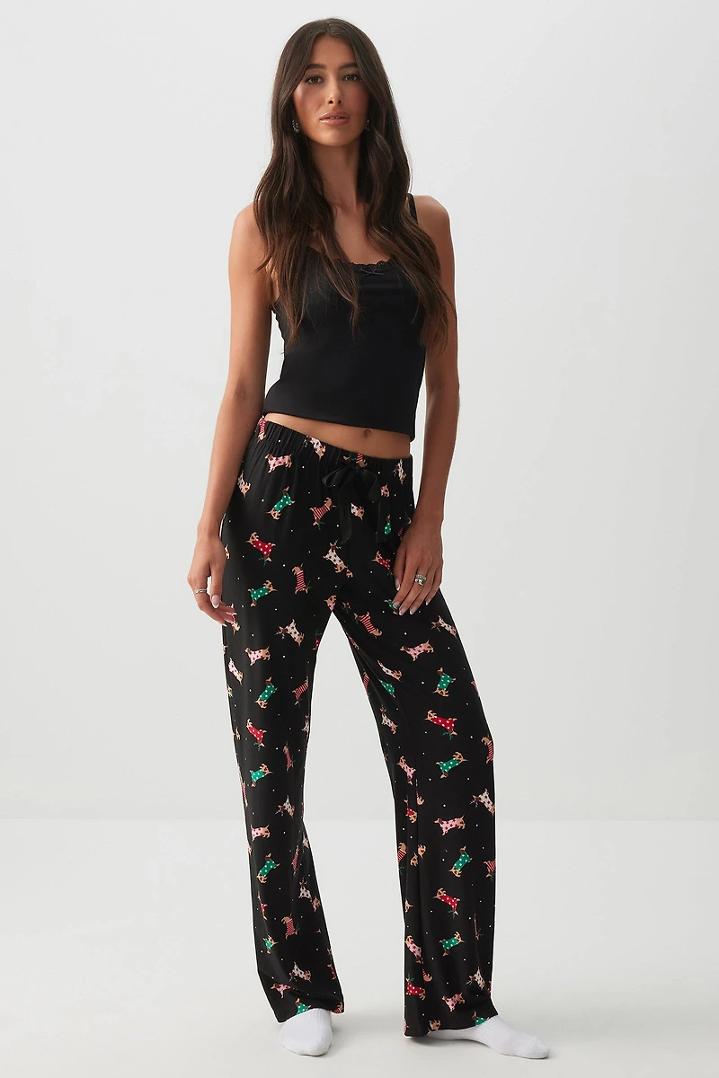 Ardene HUSHKNIT Flared PJ Pants in Onyx | Size | Polyester/Elastane | Eco-Conscious