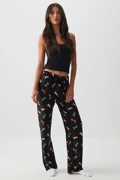 Ardene HUSHKNIT Flared PJ Pants in Onyx | Size | Polyester/Elastane | Eco-Conscious