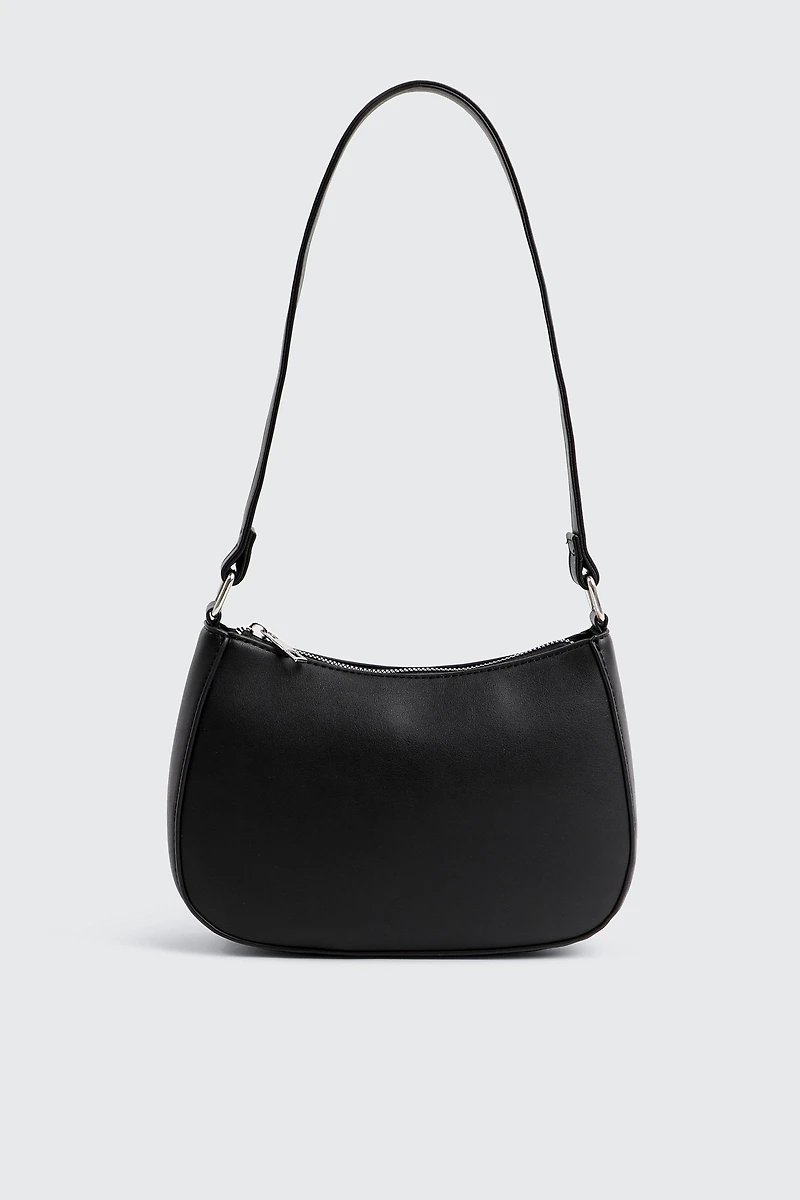 Ardene Faux Leather Baguette Bag in Black | Faux Leather/Polyester