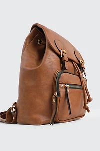 Sac à dos à rabat en faux cuir