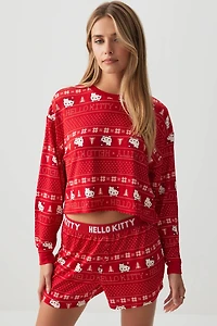 Ardene Hello Kitty Crop Top PJ Set in Red | Size | Polyester