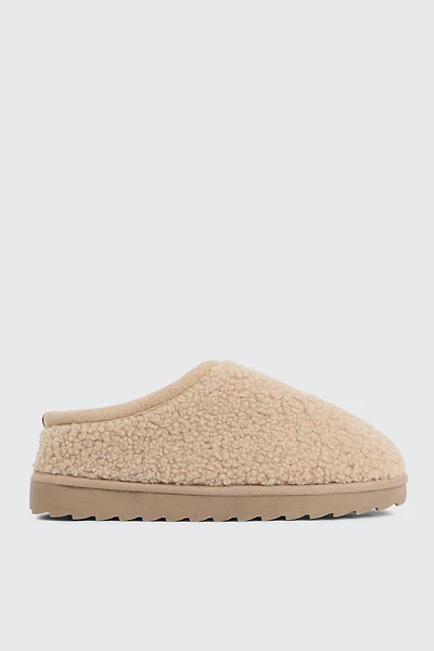 Ardene Faux Sheepskin Clogs in Beige | Size | Faux Suede