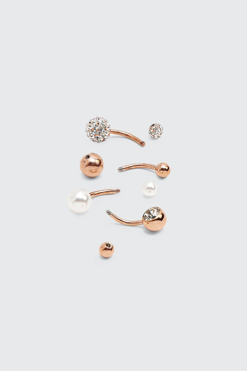 4 perçages de nombril à perles et cristaux