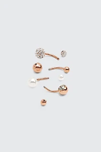 4 perçages de nombril à perles et cristaux