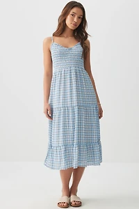 Ardene Midi Tiered Chiffon Dress in Light Blue | Size Small | Polyester