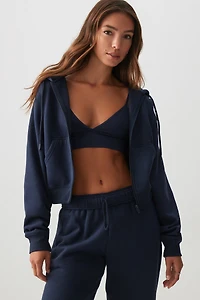 Ardene MADESOFT Fleece Short Zip Up Hoodie in Blueberry | Size | Polyester/Cotton | Eco-Conscious