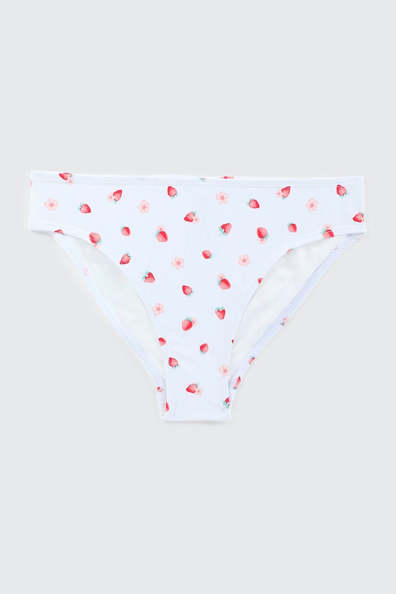 Ardene Kids Printed Bikini Bottom in White | Size | Polyester/Nylon/Spandex | Microfiber