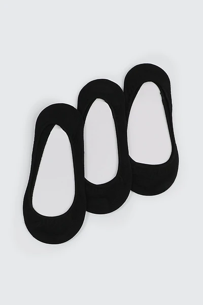 Ardene 3-Pack Low Cut Shoe Liners in Black | Polyester/Spandex