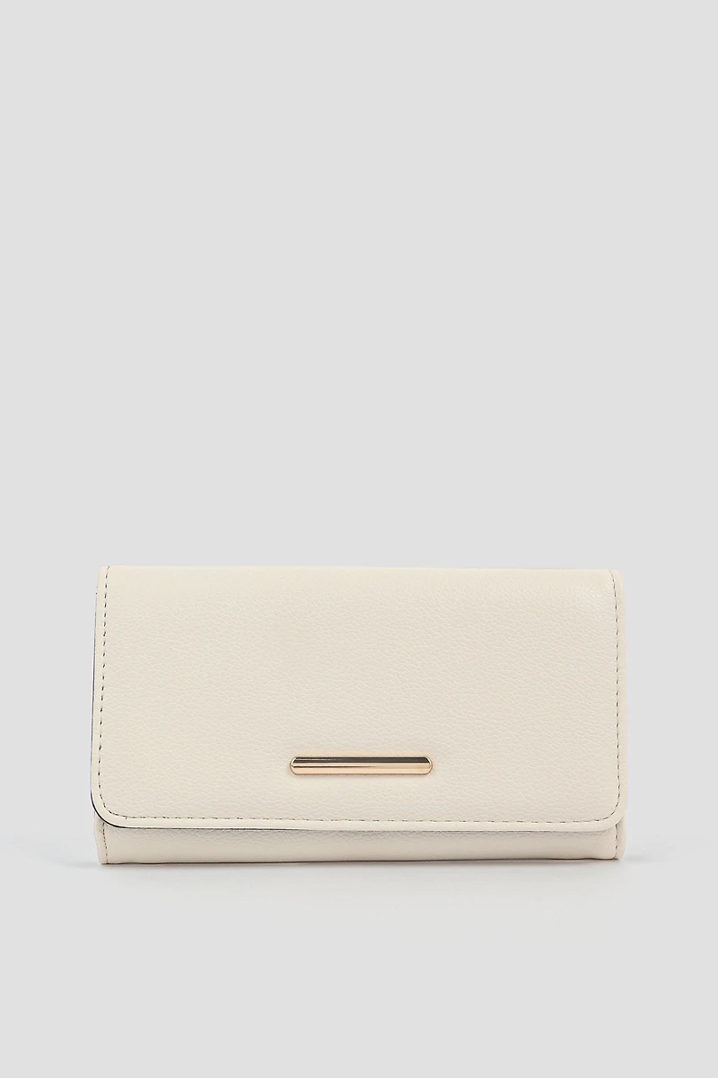 Ardene Rectangular Wallet in Beige | Faux Leather/Polyester