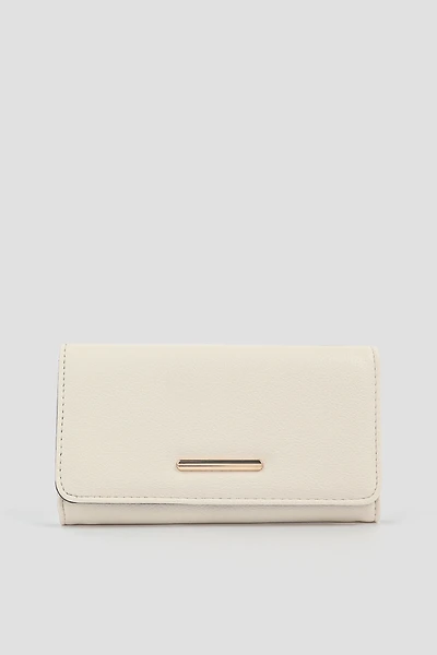 Ardene Rectangular Wallet in Beige | Faux Leather/Polyester