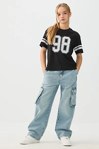 Jean cargo à jambe large