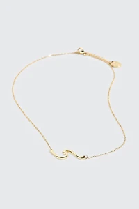 Collier plaqué or 14K et pendentif vague