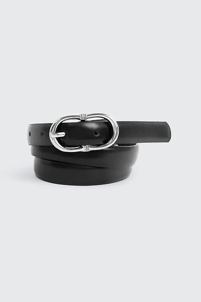 Ardene Double Buckle Faux Leather Belt in Black | Size